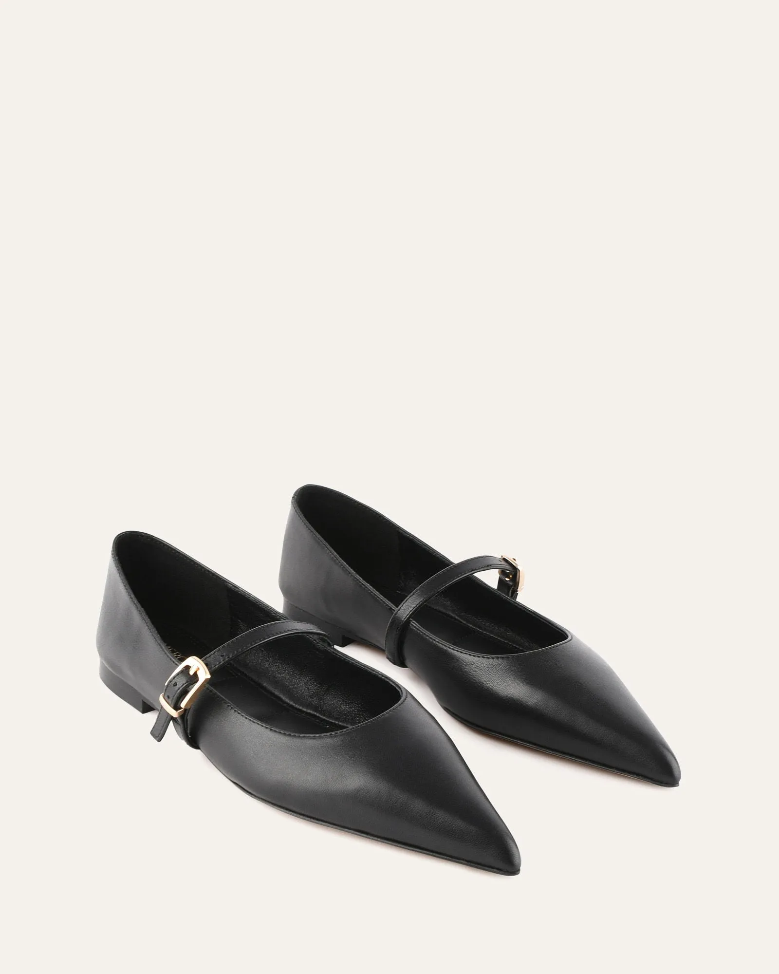 DILARIA DRESS FLATS BLACK LEATHER Jo Mercer