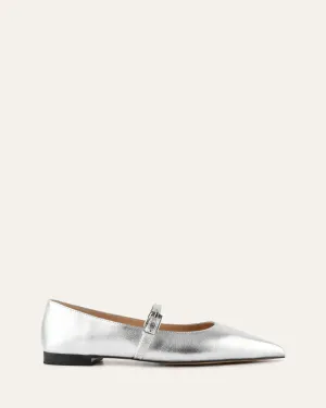 DILARIA DRESS FLATS SILVER LEATHER Jo Mercer