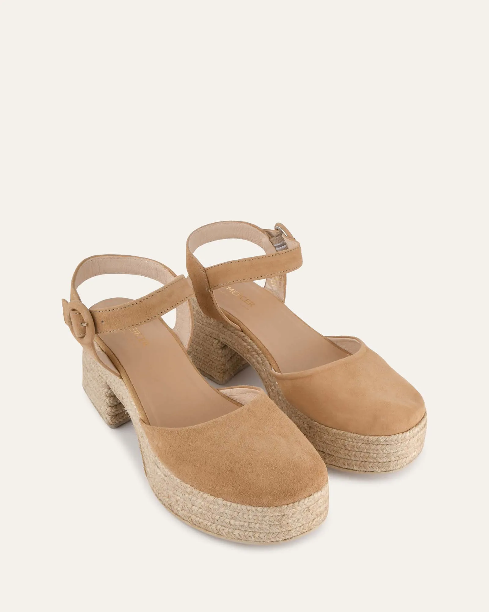 DINA HIGH HEEL ESPADRILLES LIGHT TAUPE SUEDE Jo Mercer