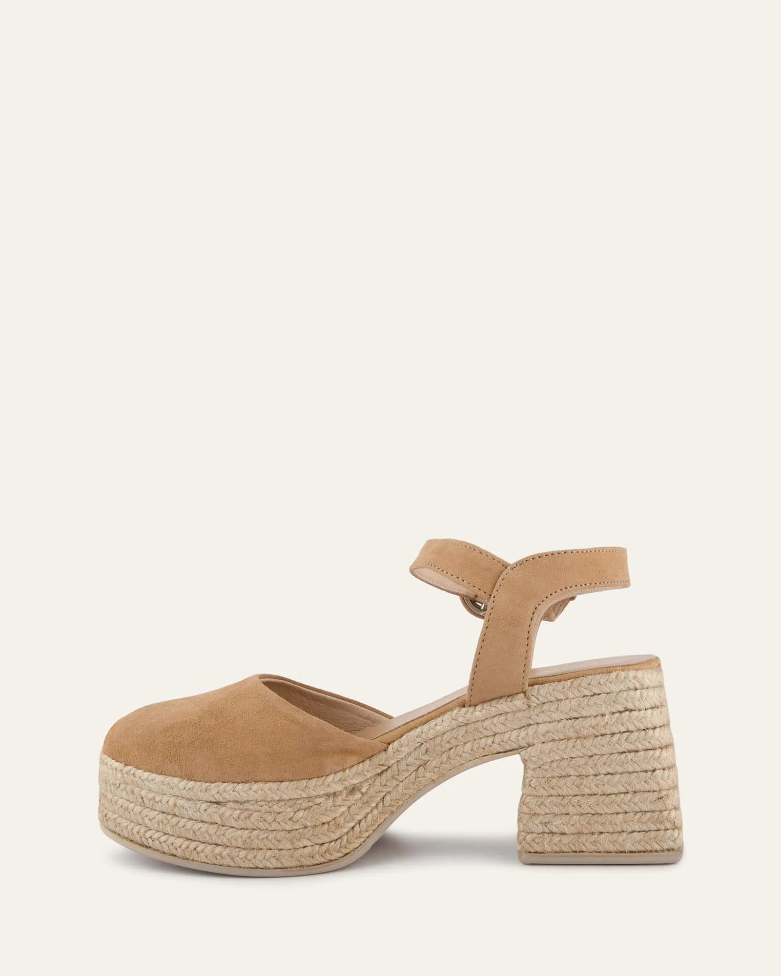 DINA HIGH HEEL ESPADRILLES LIGHT TAUPE SUEDE Jo Mercer