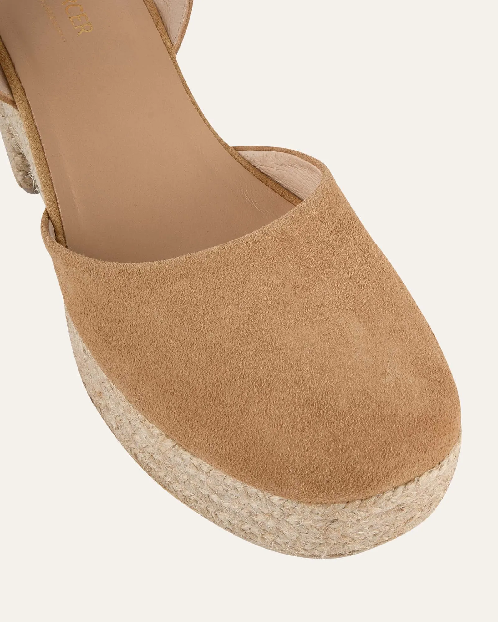 DINA HIGH HEEL ESPADRILLES LIGHT TAUPE SUEDE Jo Mercer