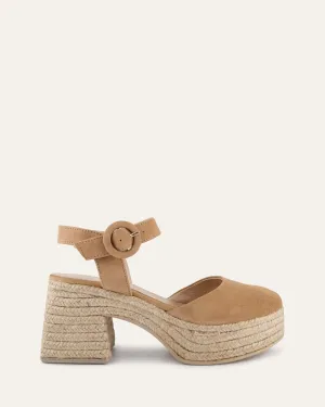 DINA HIGH HEEL ESPADRILLES LIGHT TAUPE SUEDE Jo Mercer