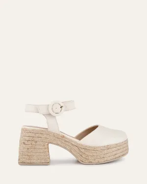 DINA HIGH HEEL ESPADRILLES OFF WHITE LEATHER Jo Mercer