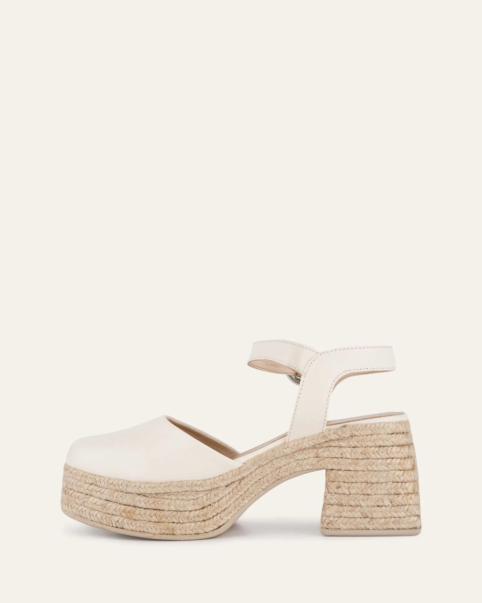 DINA HIGH HEEL ESPADRILLES OFF WHITE LEATHER Jo Mercer