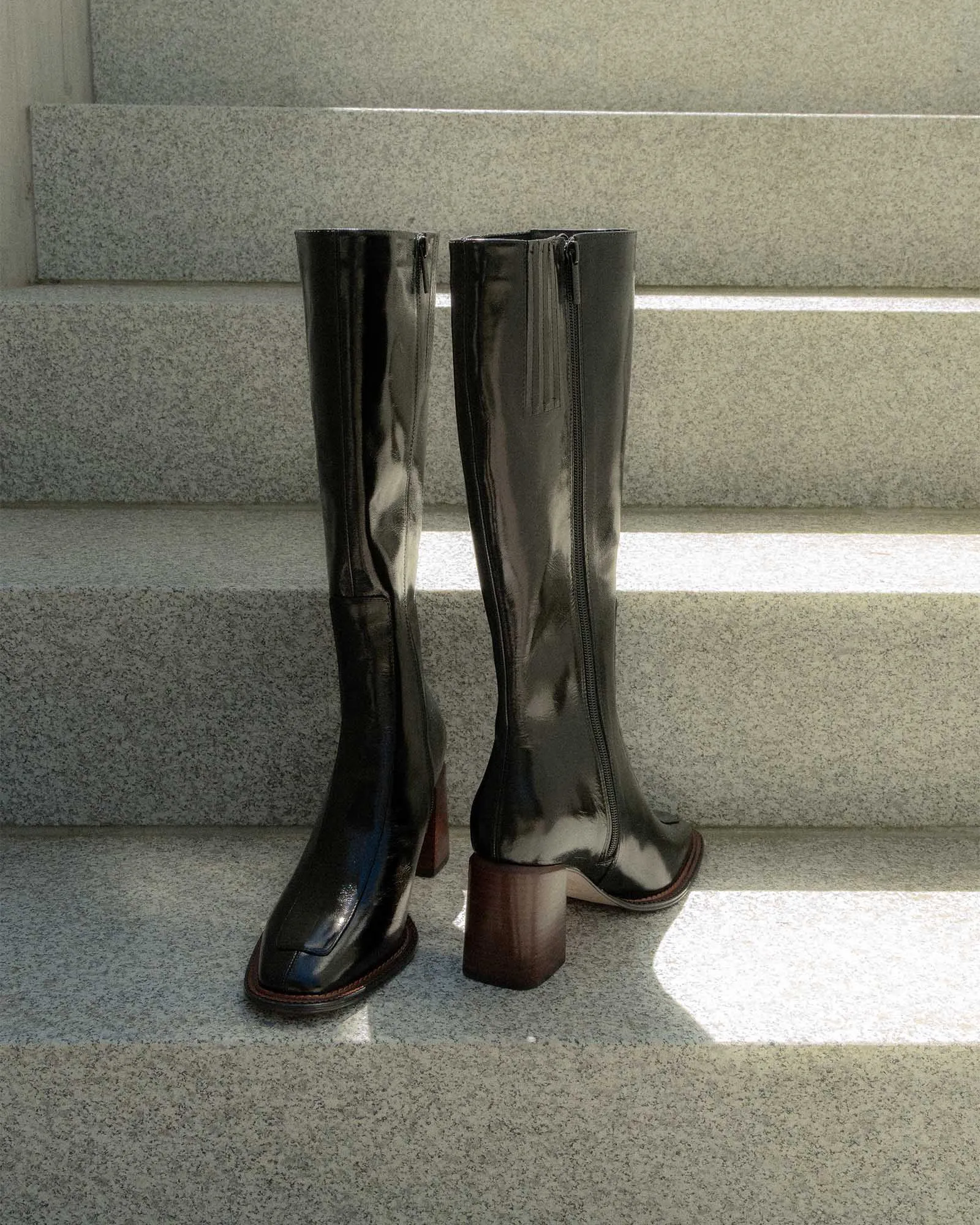 DIVINE KNEE BOOTS BLACK LEATHER Jo Mercer