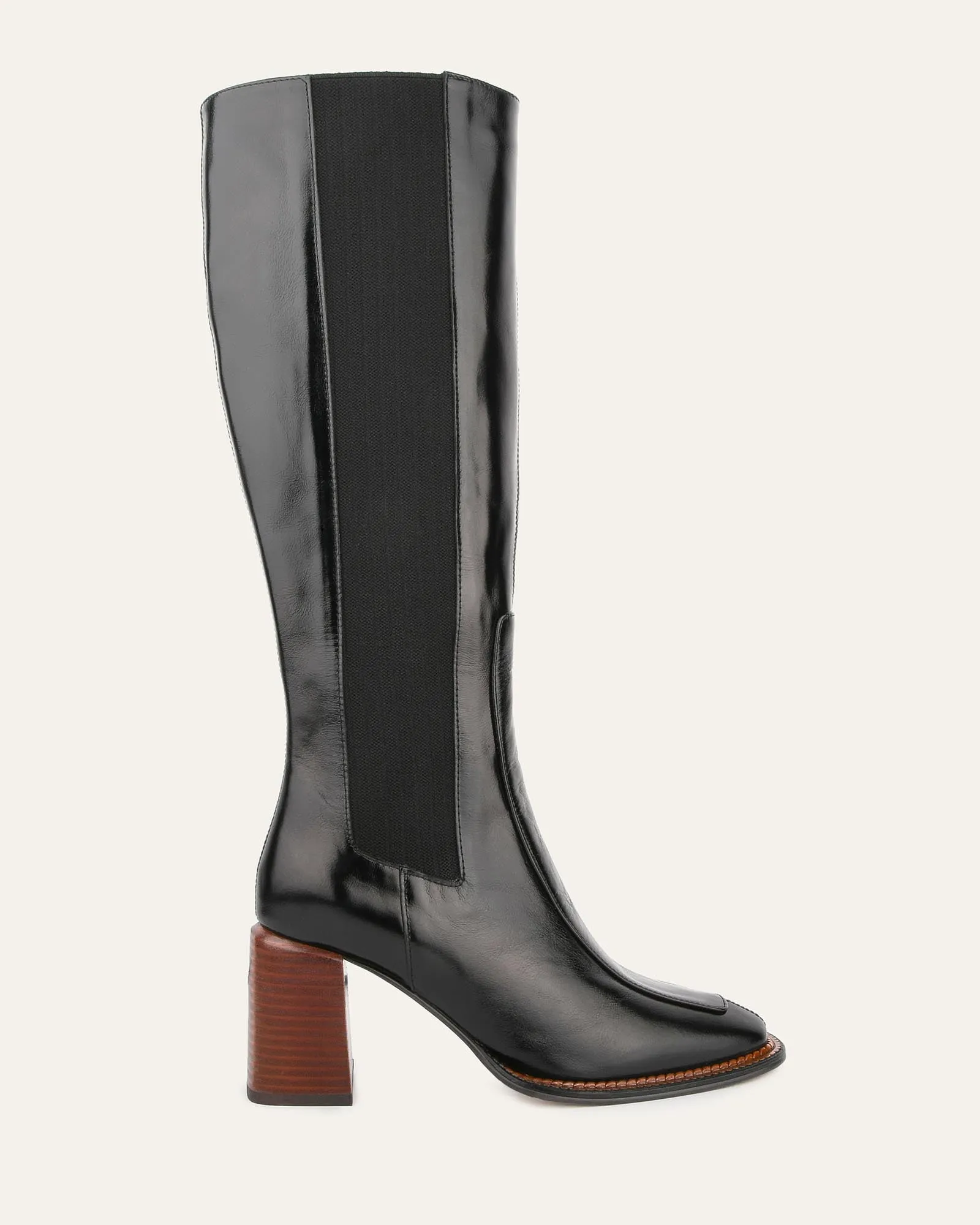 DIVINE KNEE BOOTS BLACK LEATHER Jo Mercer