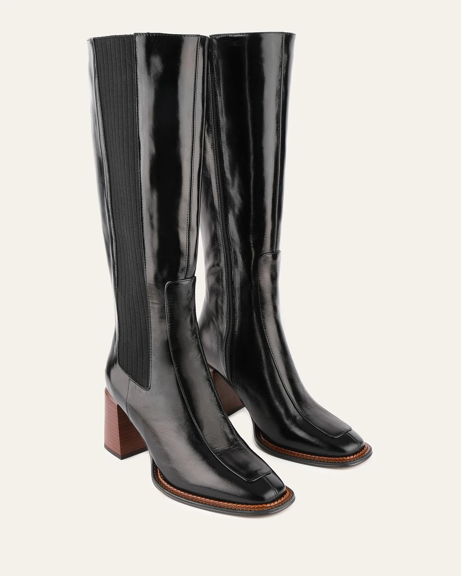 DIVINE KNEE BOOTS BLACK LEATHER Jo Mercer