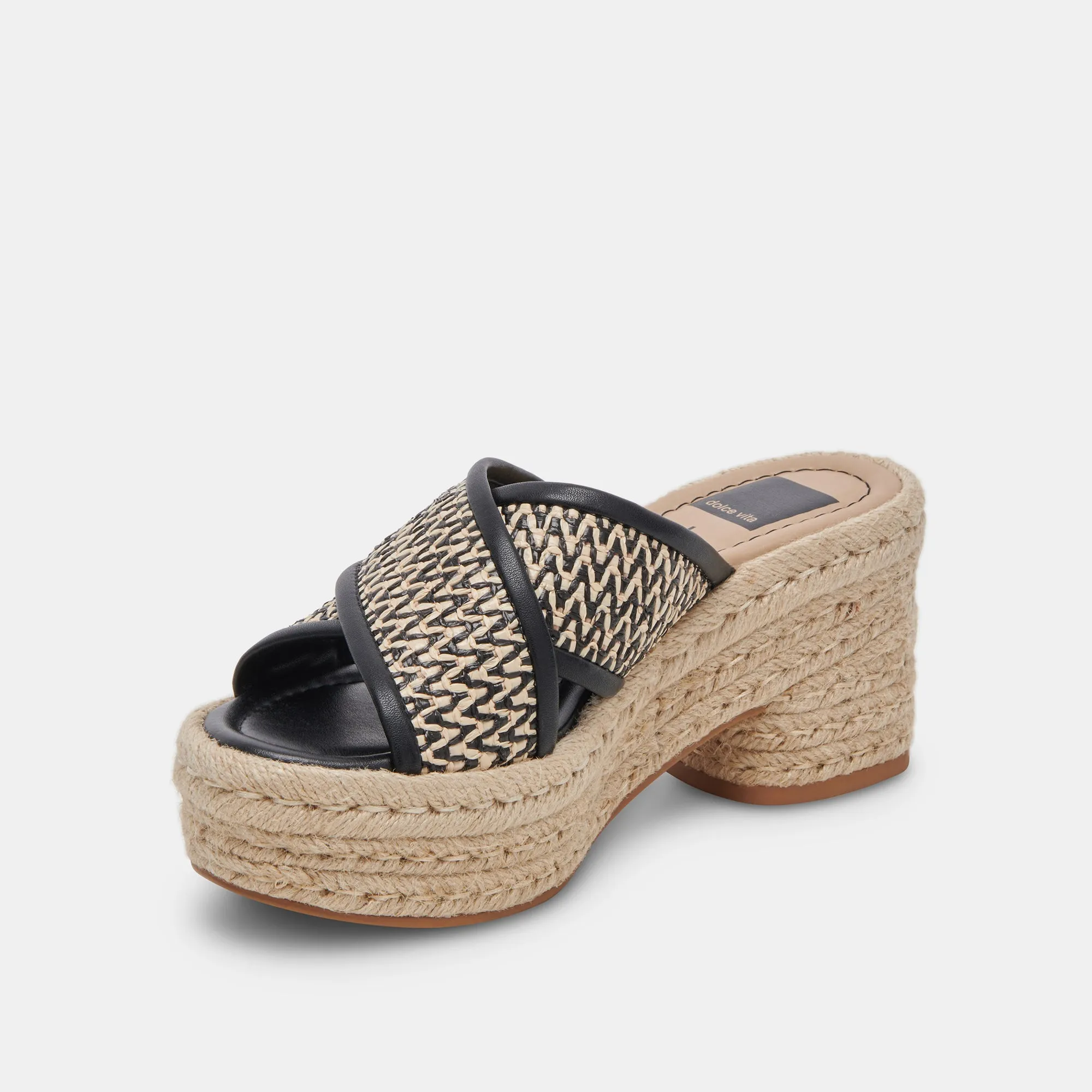 ELDORA HEELS WHITE BLACK RAFFIA Dolce Vita