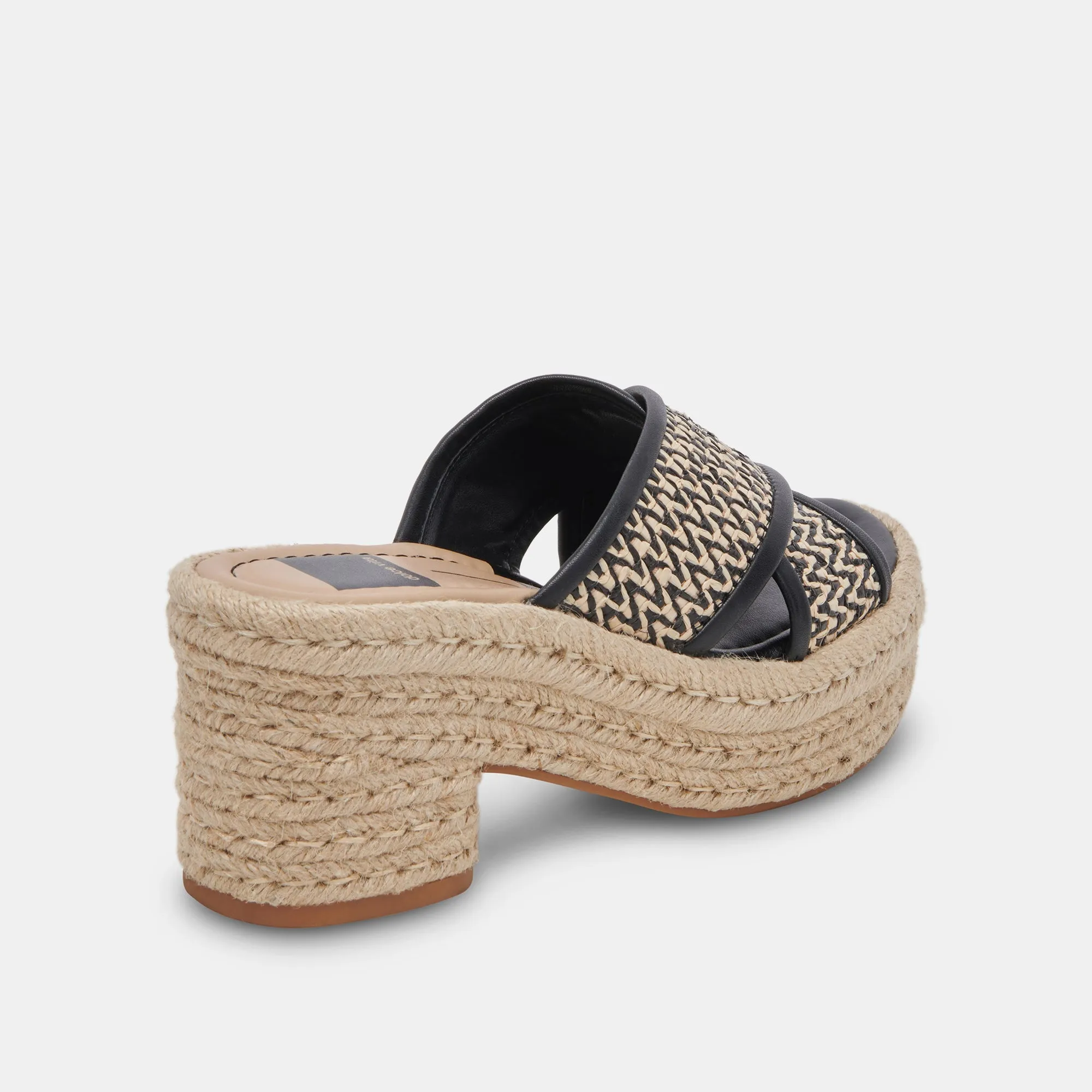 ELDORA HEELS WHITE BLACK RAFFIA Dolce Vita