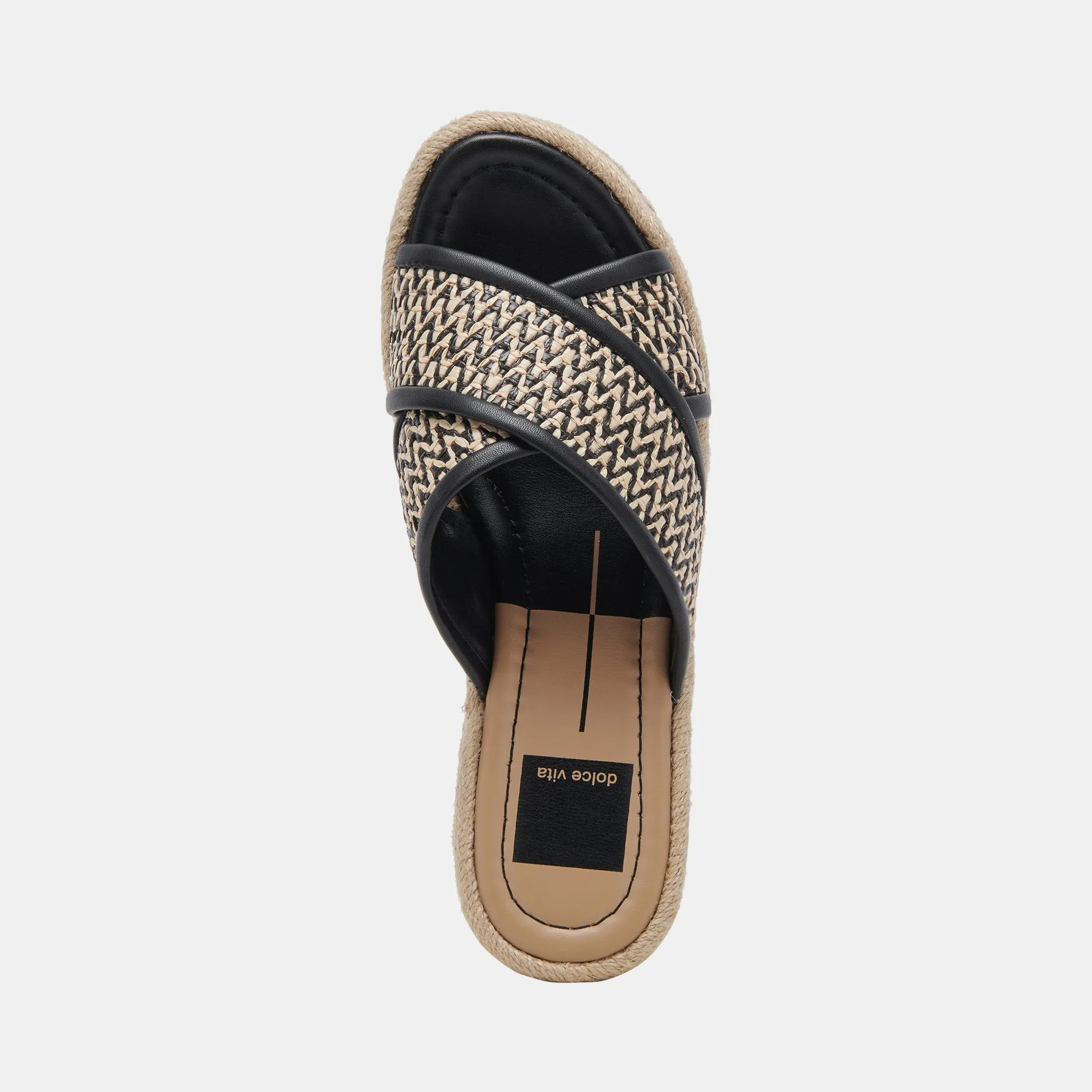 ELDORA HEELS WHITE BLACK RAFFIA Dolce Vita