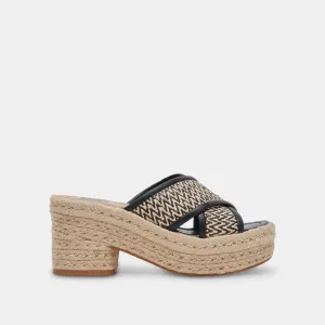 ELDORA HEELS WHITE BLACK RAFFIA Dolce Vita