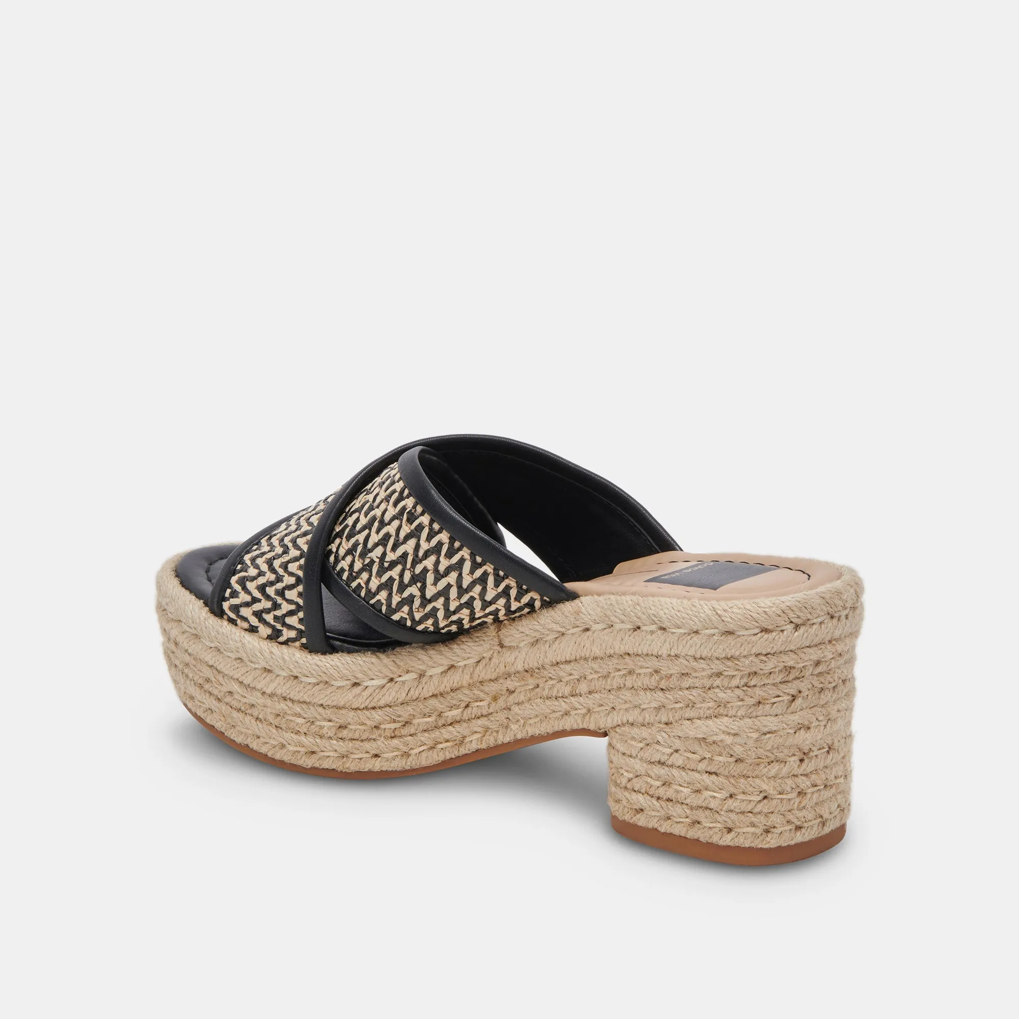 ELDORA HEELS WHITE BLACK RAFFIA Dolce Vita