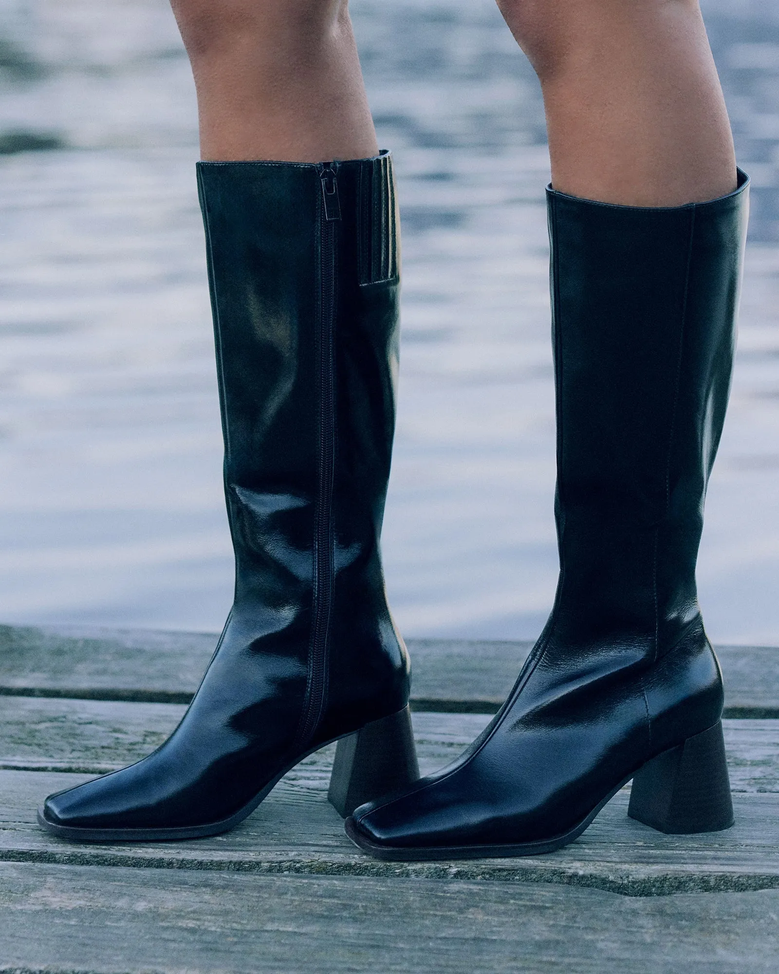 ELIAS KNEE BOOTS BLACK LEATHER Jo Mercer