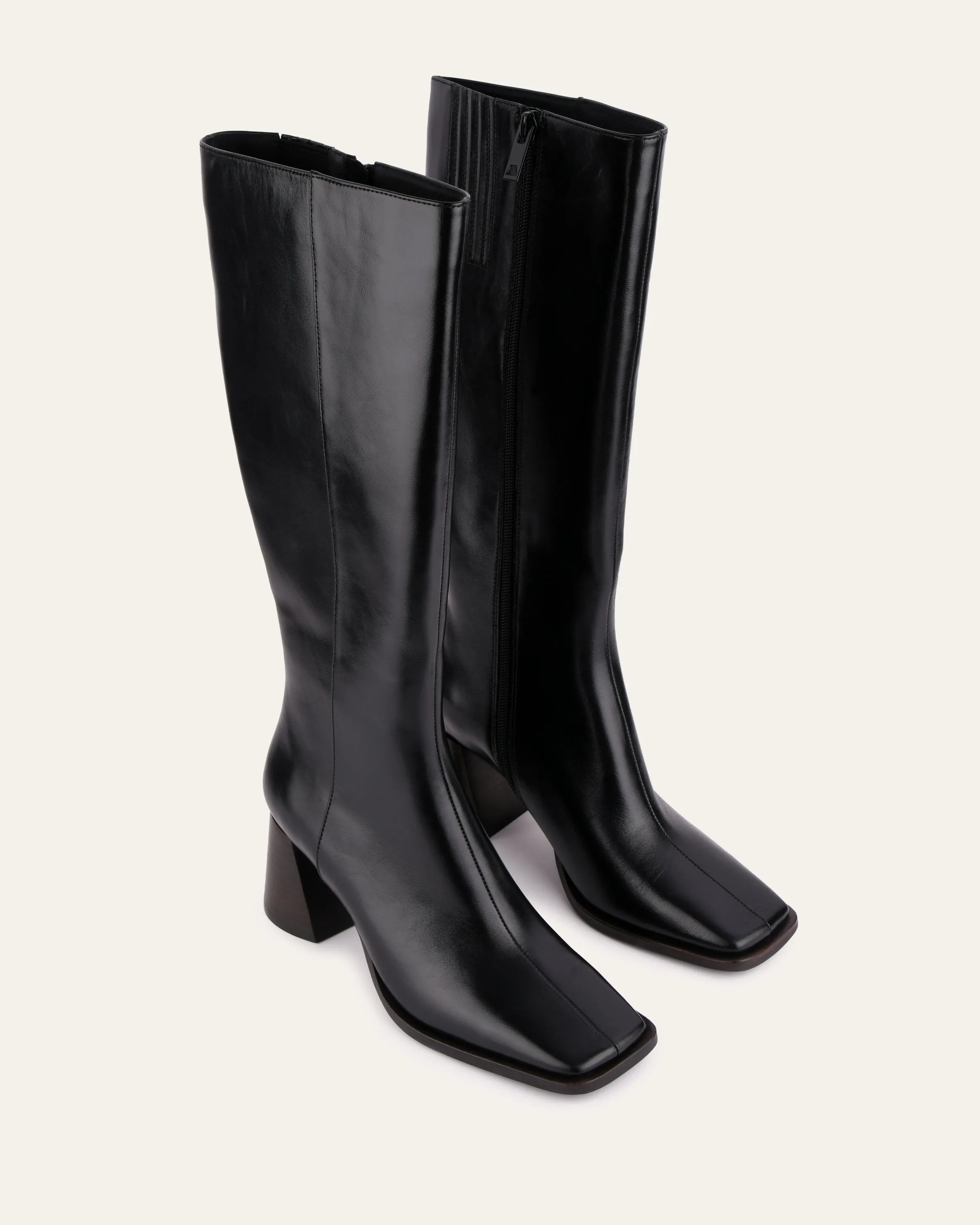 ELIAS KNEE BOOTS BLACK LEATHER Jo Mercer