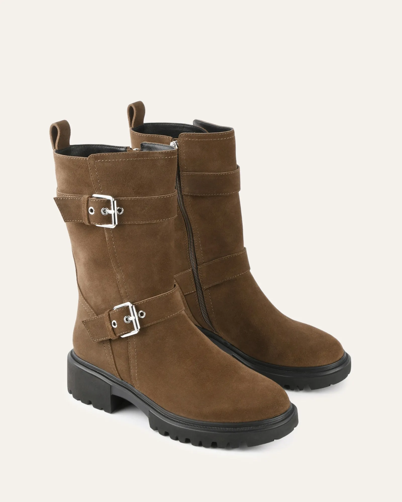 ELLIOT FLAT ANKLE BOOTS BARK SUEDE Jo Mercer