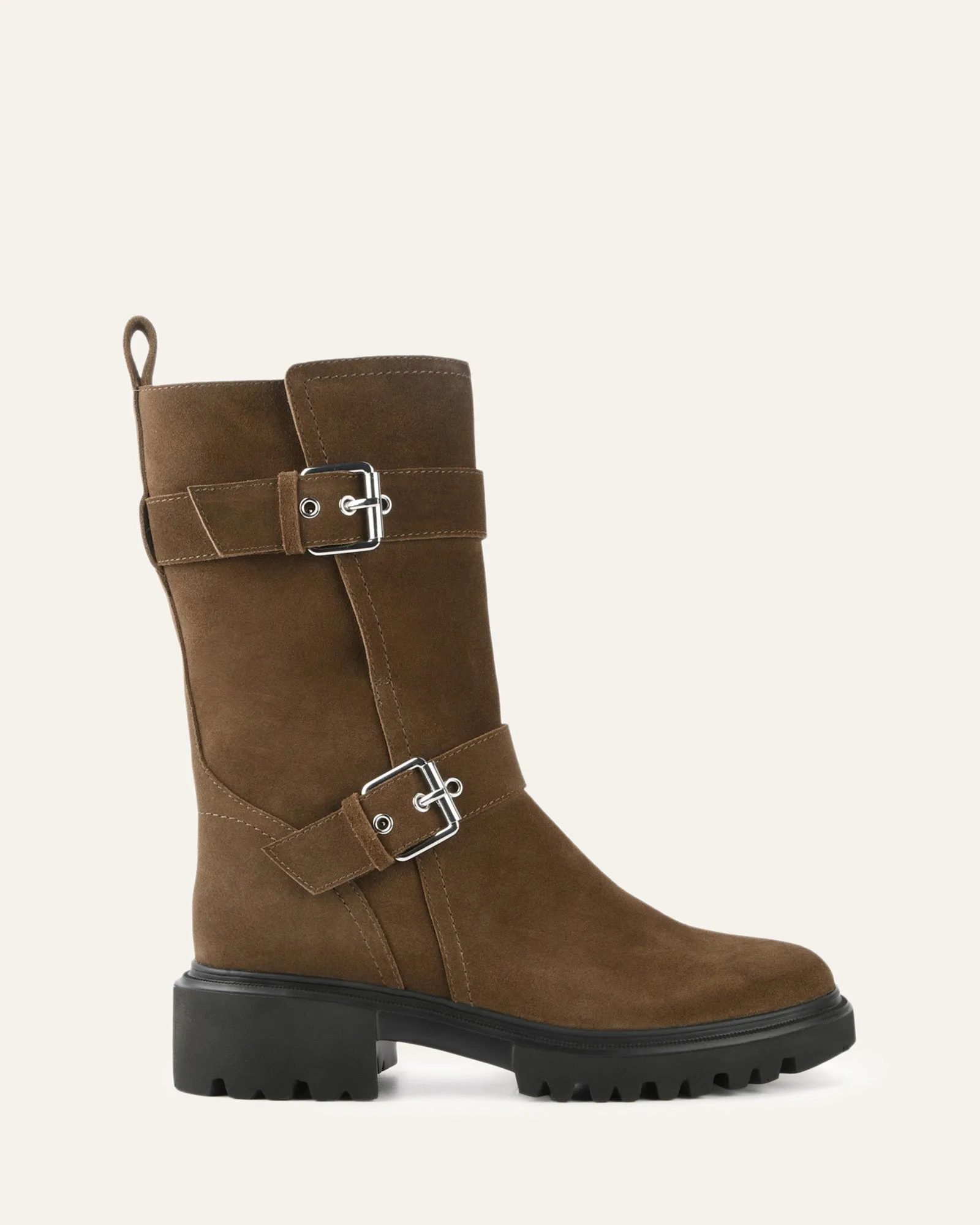 ELLIOT FLAT ANKLE BOOTS BARK SUEDE Jo Mercer