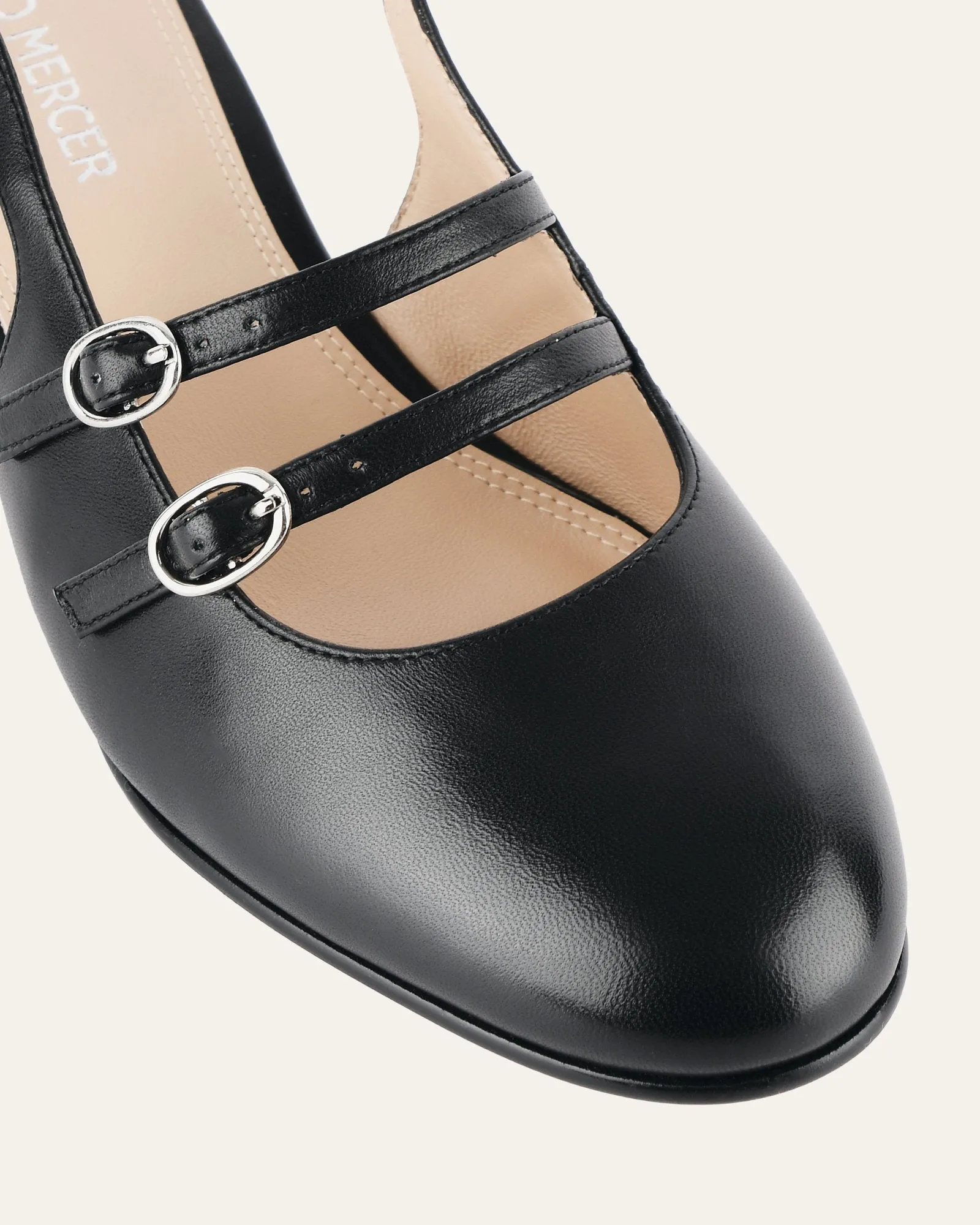 EMMY LOW HEELS BLACK LEATHER Jo Mercer