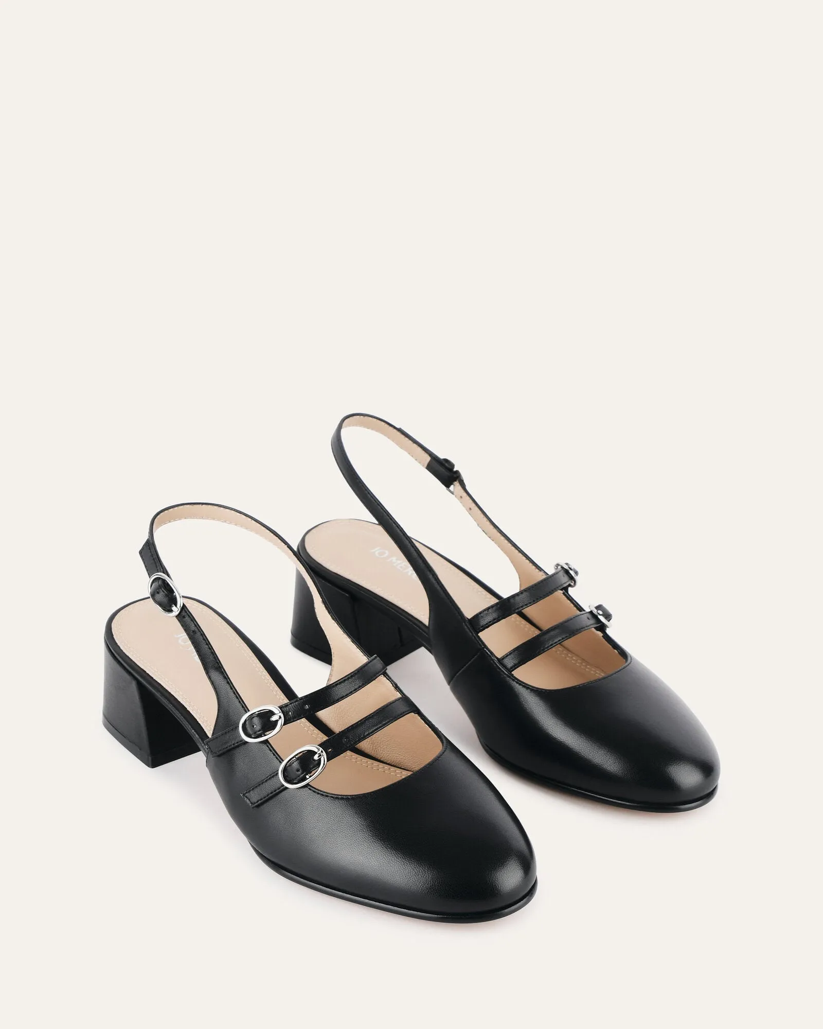 EMMY LOW HEELS BLACK LEATHER Jo Mercer