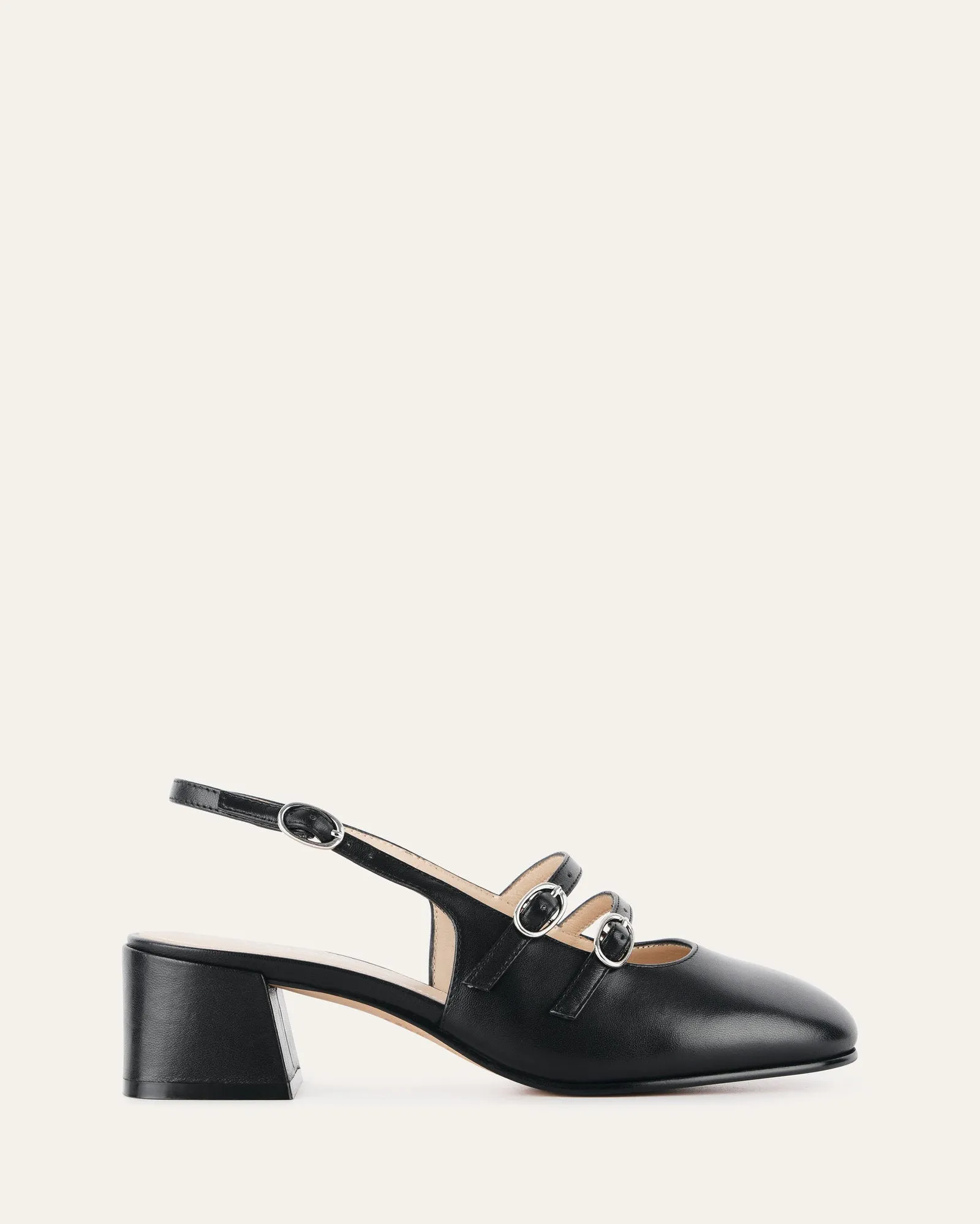 EMMY LOW HEELS BLACK LEATHER Jo Mercer