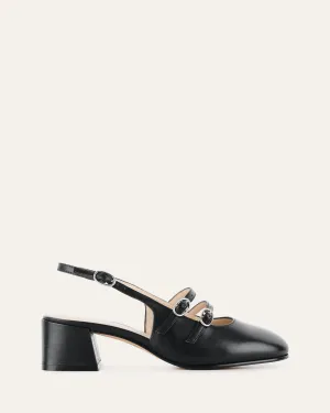 EMMY LOW HEELS BLACK LEATHER Jo Mercer