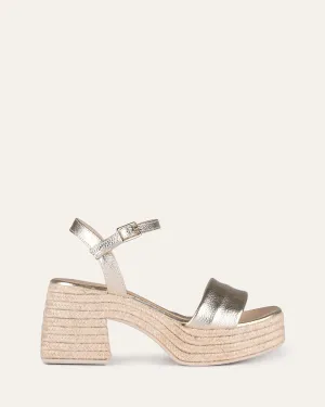 FAIRFAX HIGH HEEL ESPADRILLE SANDALS GOLD LEATHER Jo Mercer