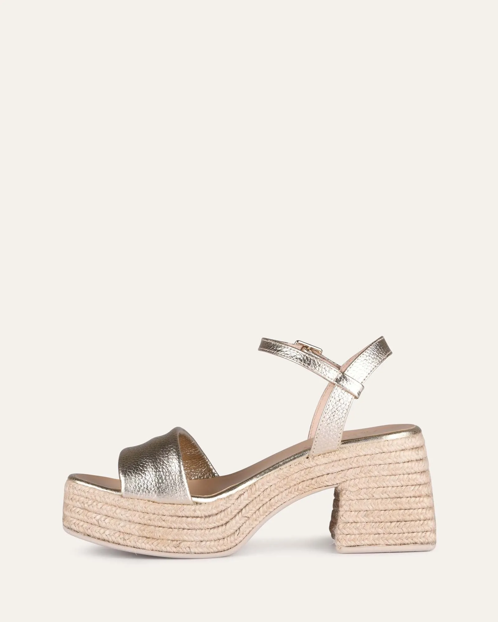 FAIRFAX HIGH HEEL ESPADRILLE SANDALS GOLD LEATHER Jo Mercer