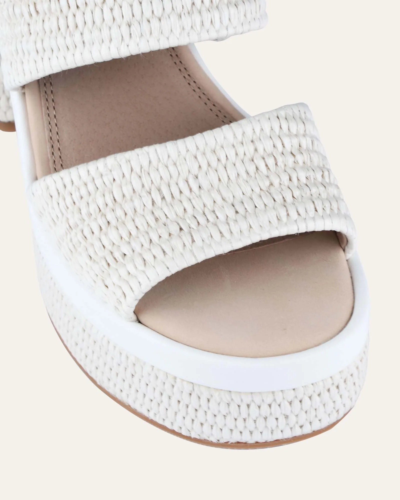 FELICITY HIGH HEEL PLATFORM SANDALS OFF WHITE RAFFIA Jo Mercer