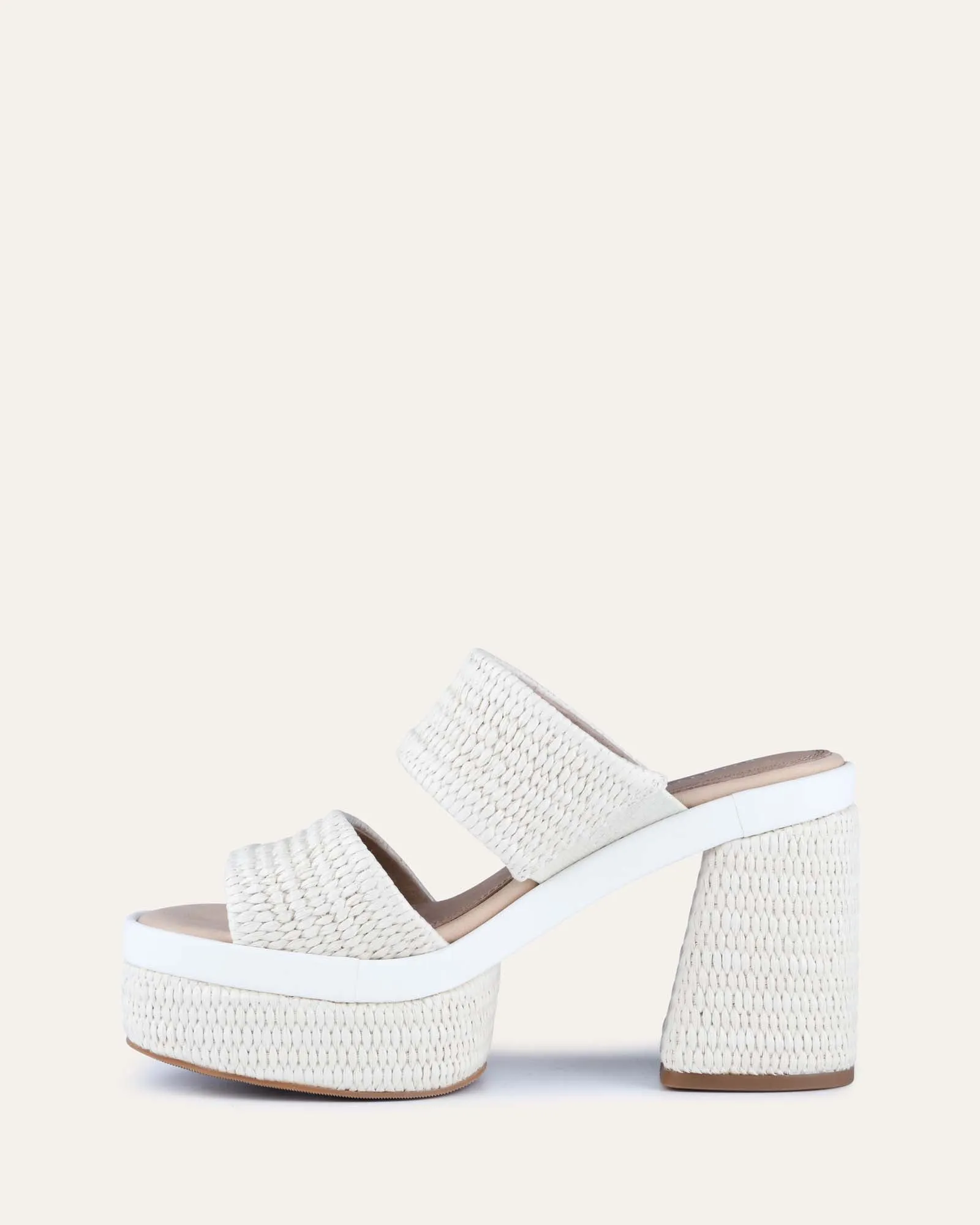 FELICITY HIGH HEEL PLATFORM SANDALS OFF WHITE RAFFIA Jo Mercer