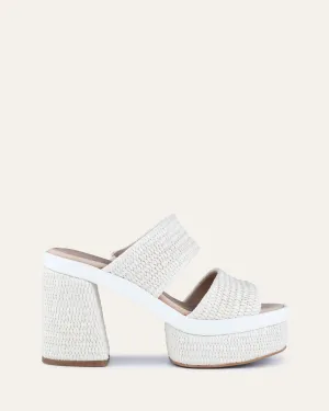 FELICITY HIGH HEEL PLATFORM SANDALS OFF WHITE RAFFIA Jo Mercer