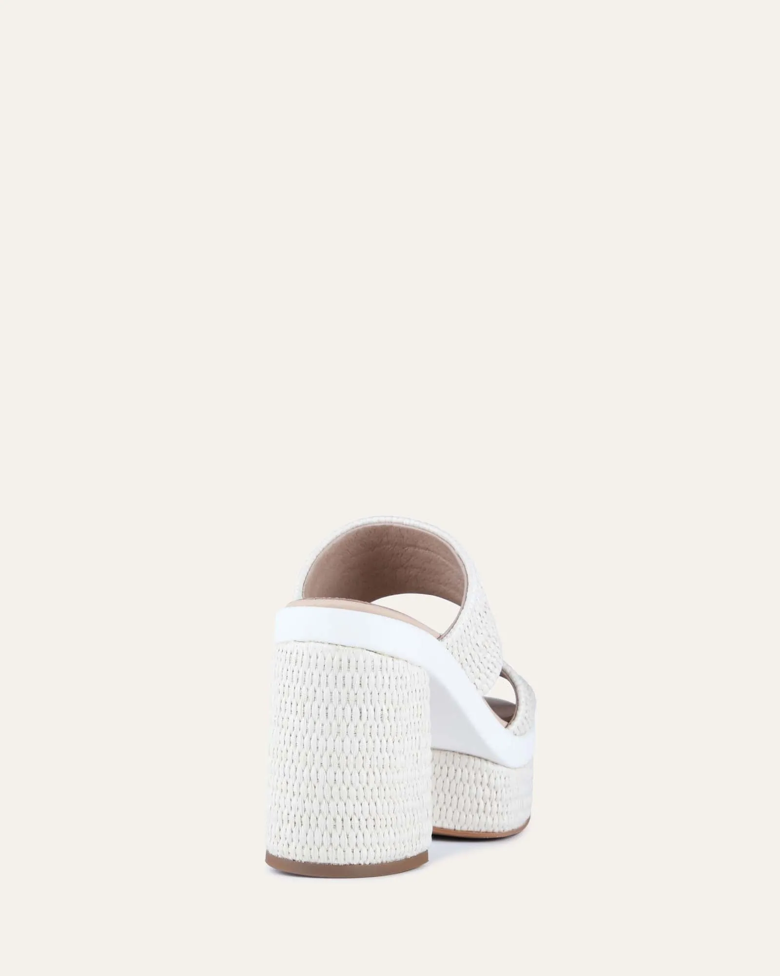 FELICITY HIGH HEEL PLATFORM SANDALS OFF WHITE RAFFIA Jo Mercer