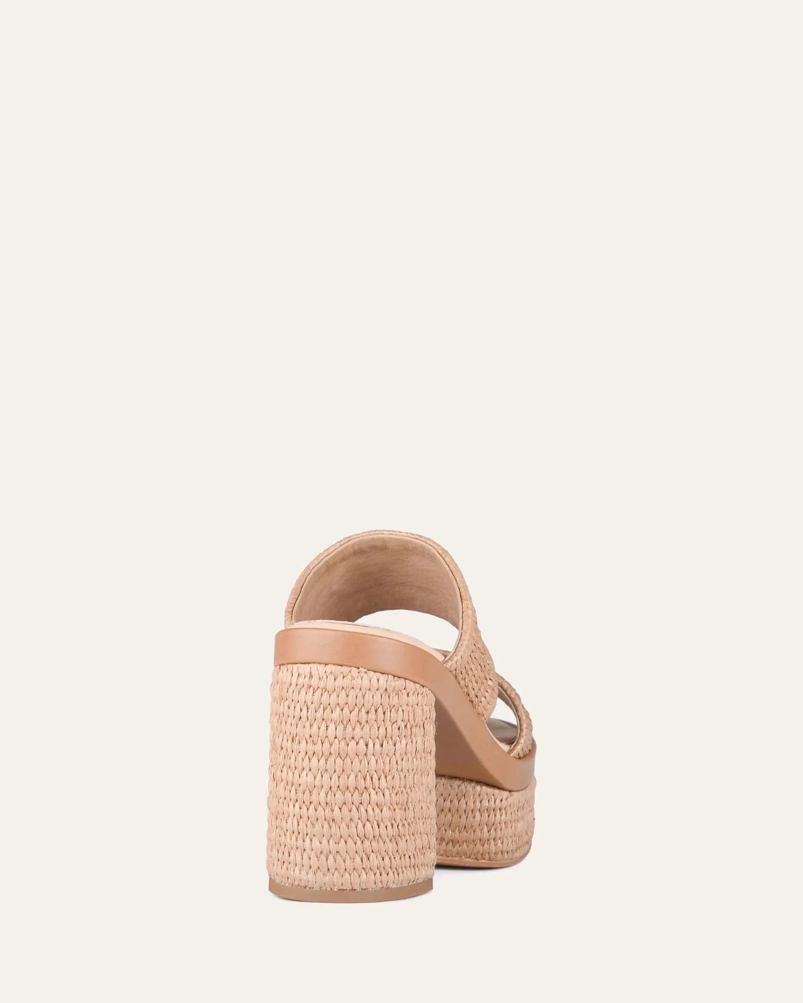 FELICITY HIGH HEEL PLATFORM SANDALS TAN RAFFIA Jo Mercer