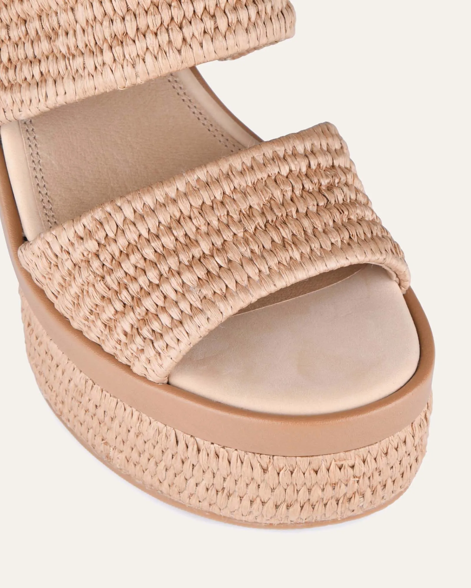 FELICITY HIGH HEEL PLATFORM SANDALS TAN RAFFIA Jo Mercer