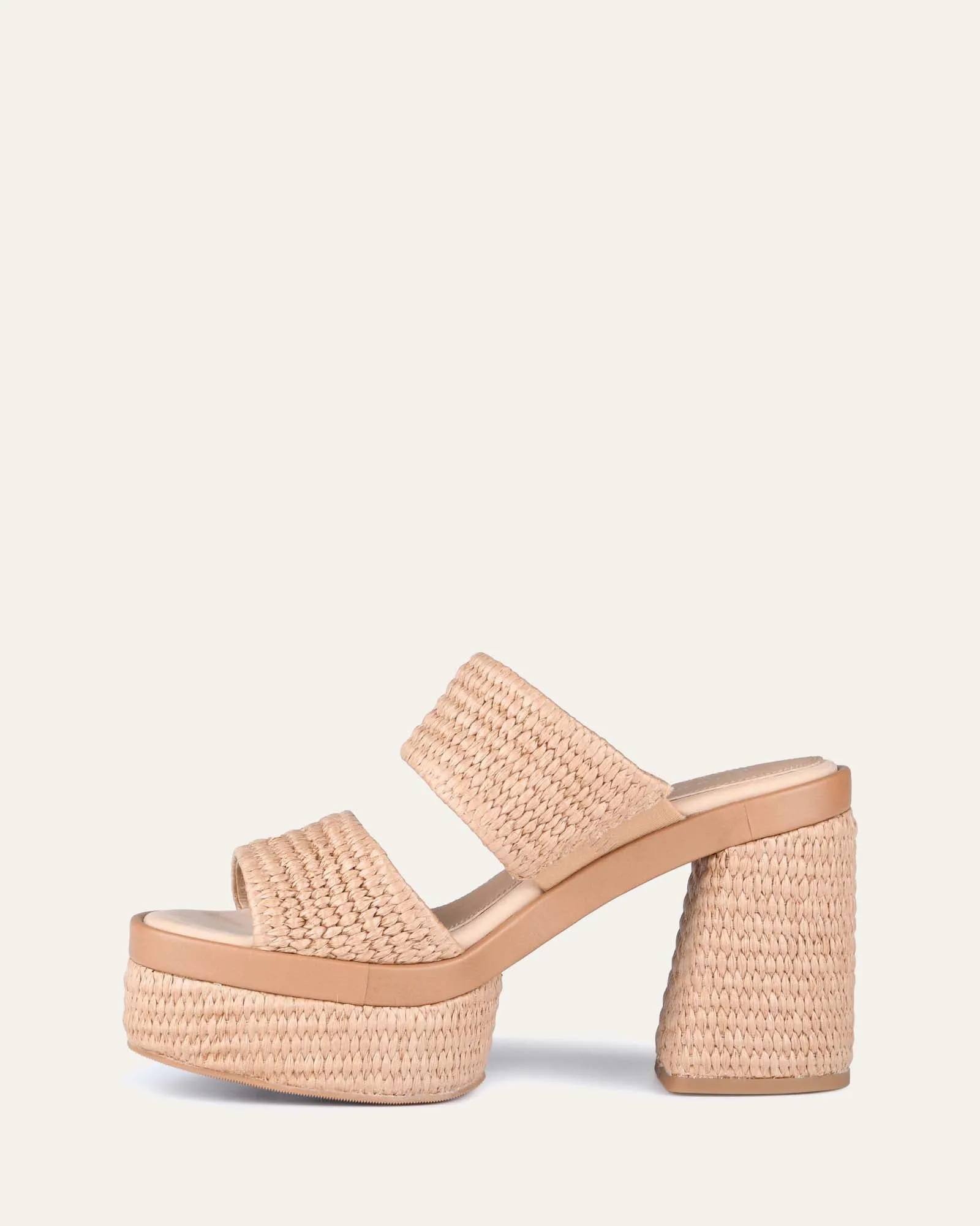 FELICITY HIGH HEEL PLATFORM SANDALS TAN RAFFIA Jo Mercer