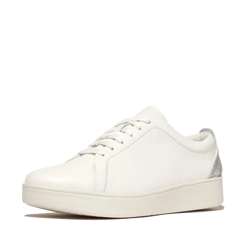 Fitflop Rally Crystal Silver Backtab Leather Sneaker White
