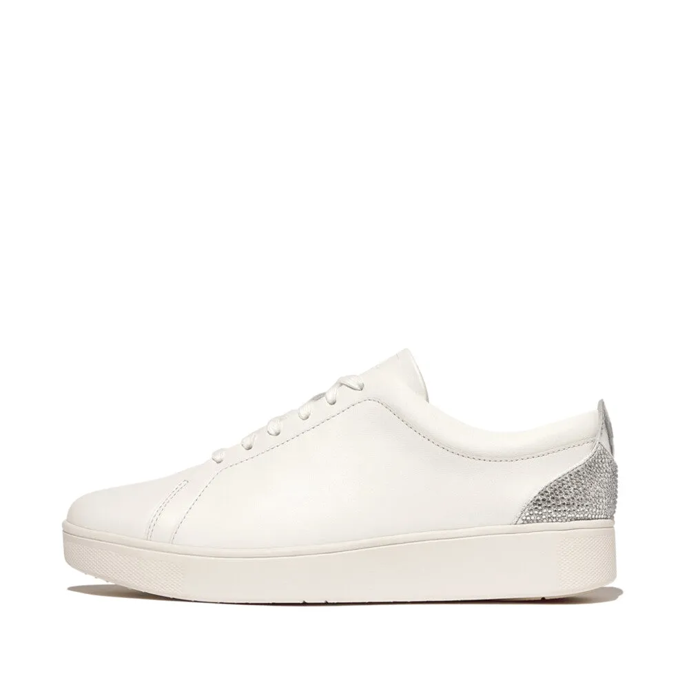 Fitflop Rally Crystal Silver Backtab Leather Sneaker White