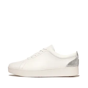 Fitflop Rally Crystal Silver Backtab Leather Sneaker White