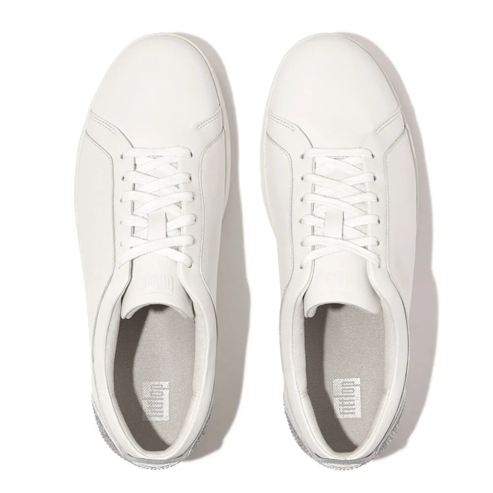 Fitflop Rally Crystal Silver Backtab Leather Sneaker White