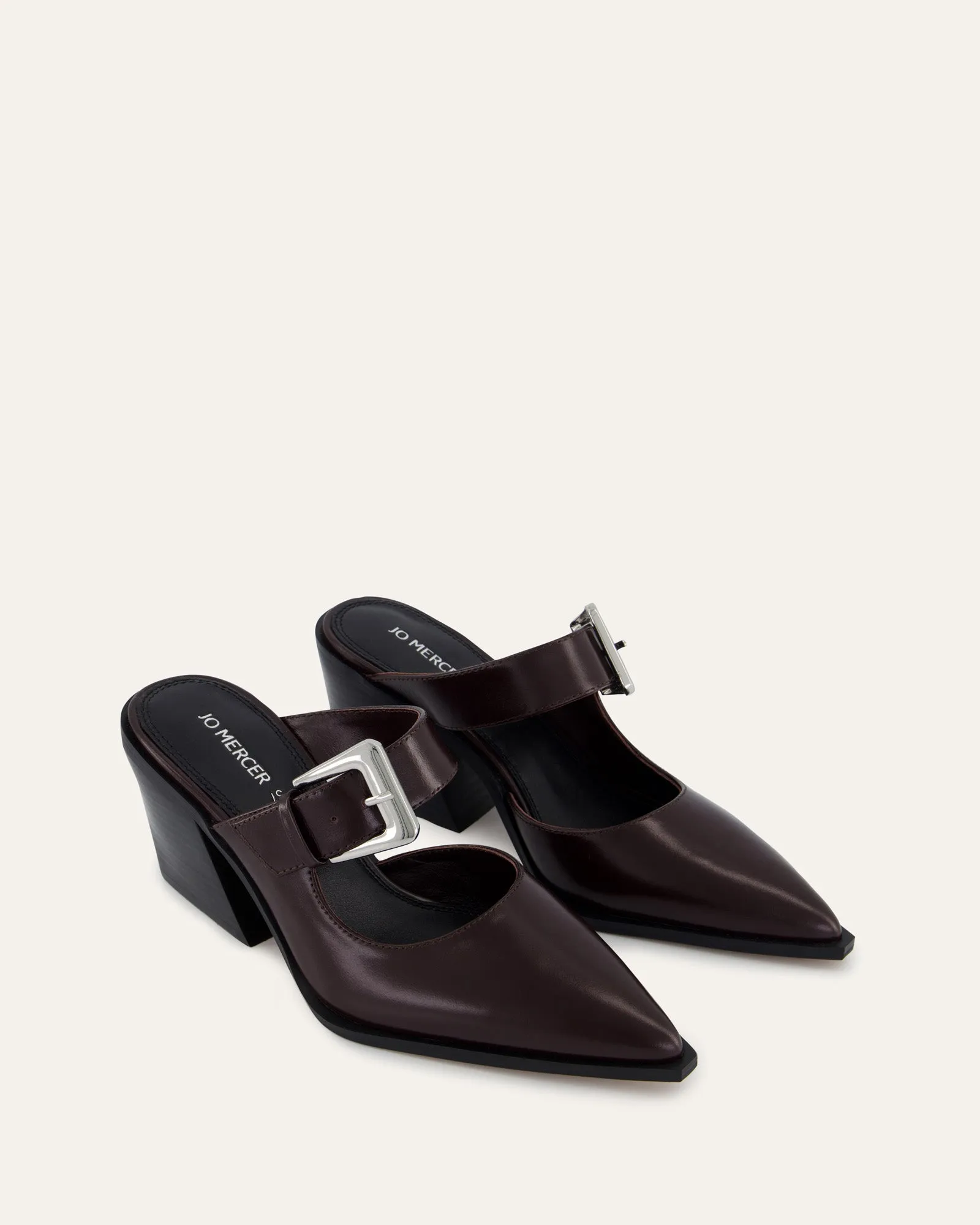 FLOSSY MID HEELS MERLOT LEATHER Jo Mercer