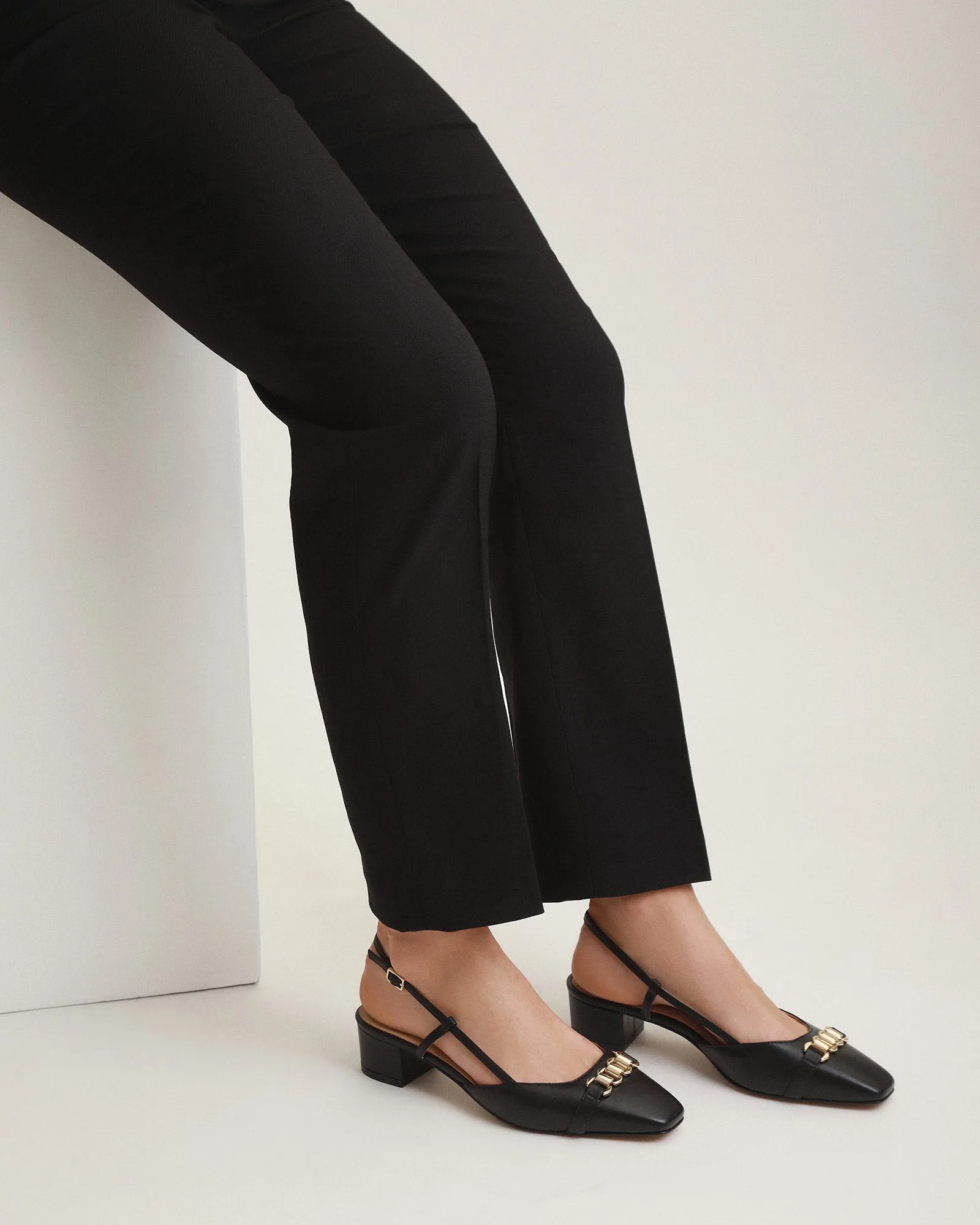 FRANCA LOW HEELS BLACK LEATHER Jo Mercer
