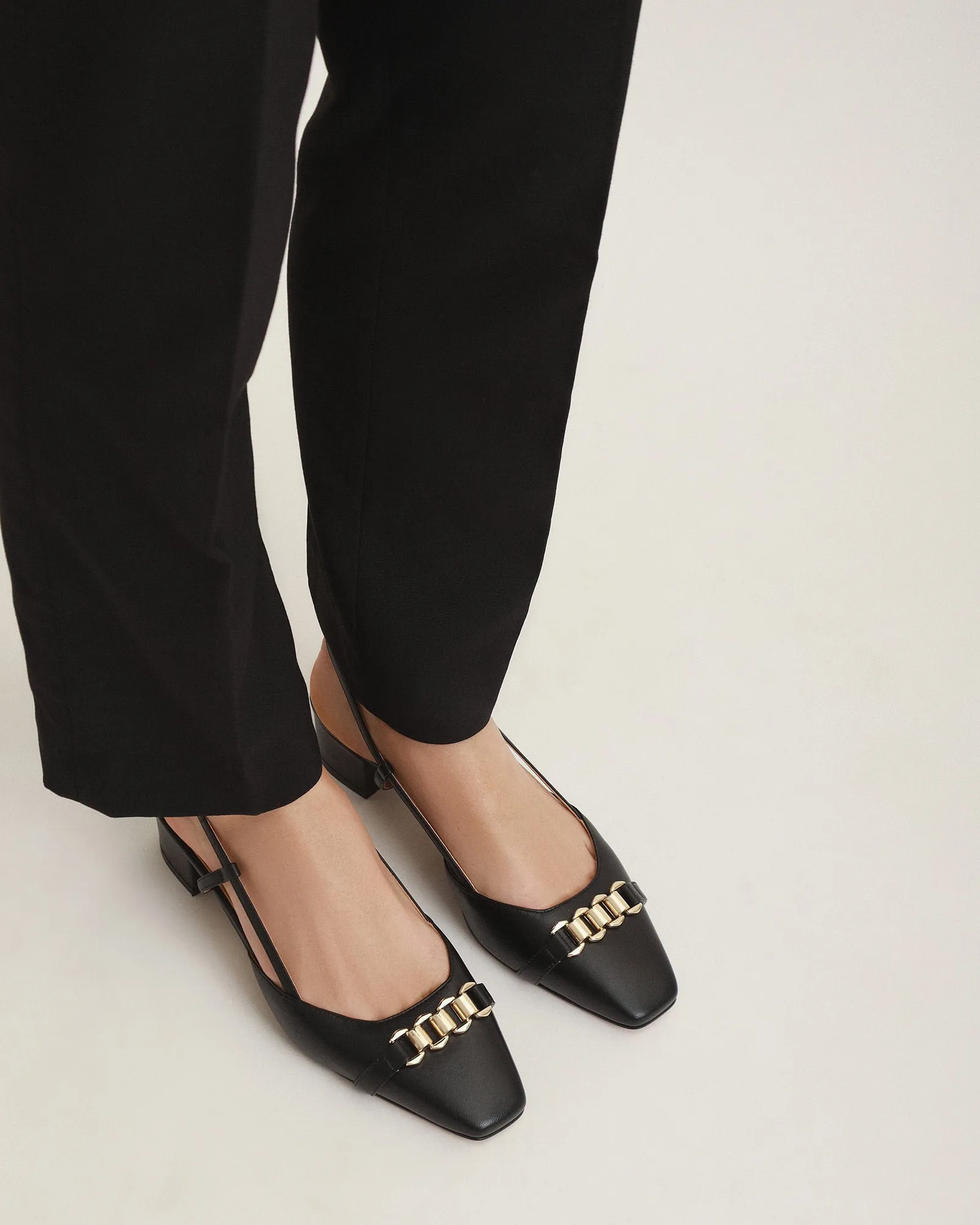 FRANCA LOW HEELS BLACK LEATHER Jo Mercer