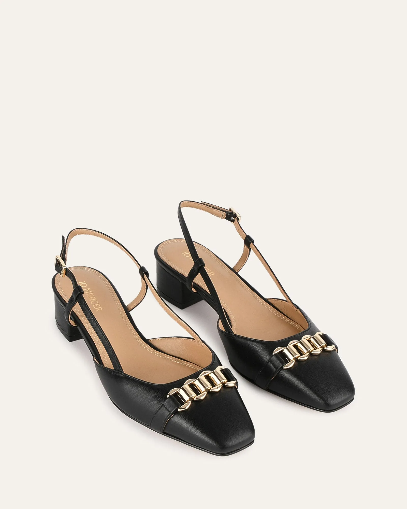 FRANCA LOW HEELS BLACK LEATHER Jo Mercer
