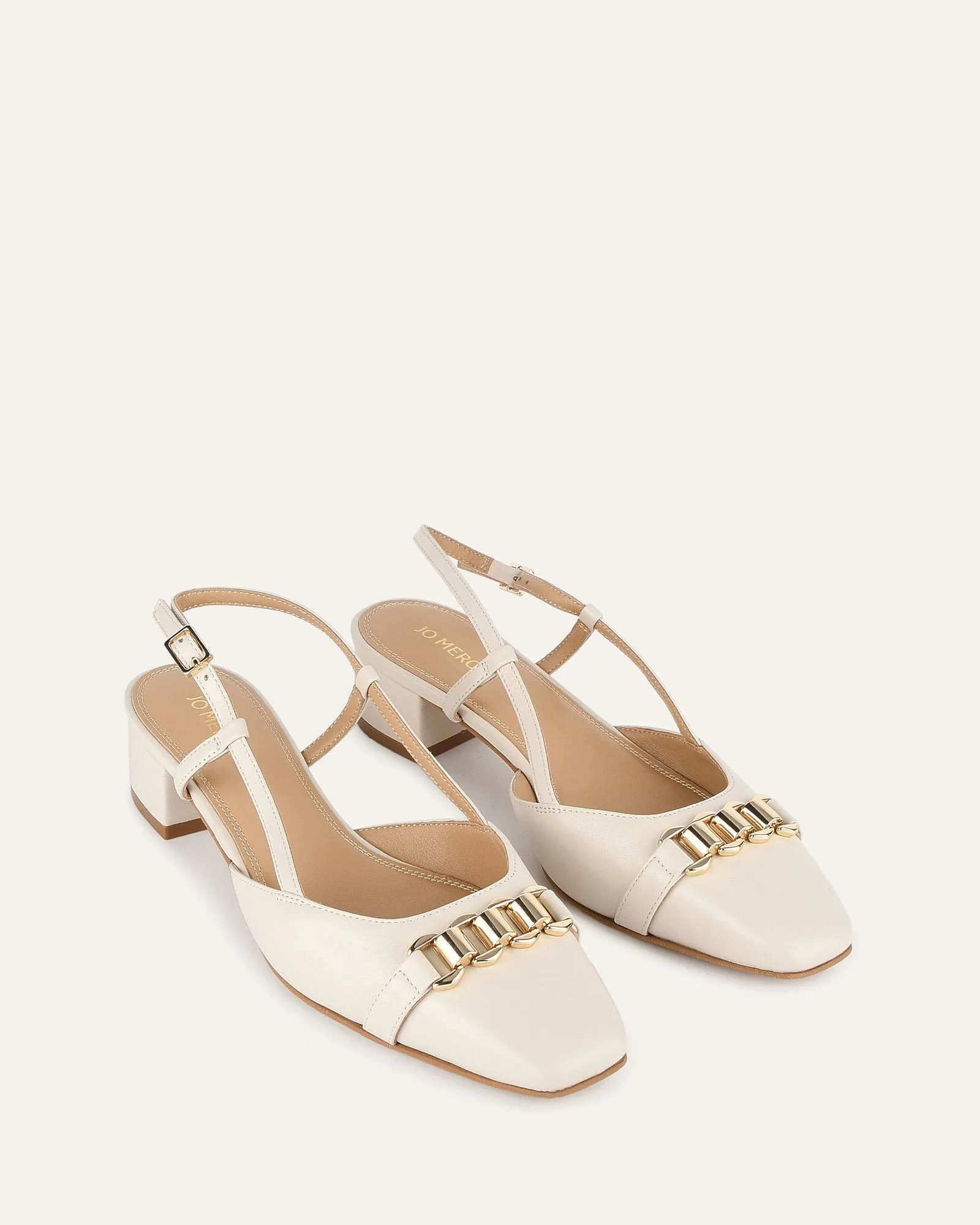 FRANCA LOW HEELS OFF WHITE LEATHER Jo Mercer