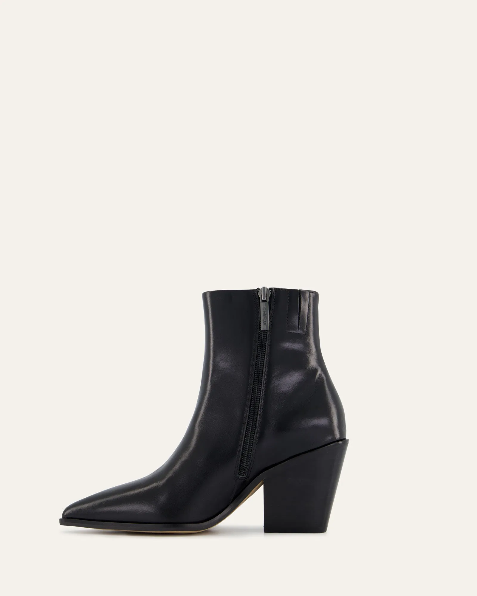 FREDDIE MID ANKLE BOOTS BLACK LEATHER Jo Mercer
