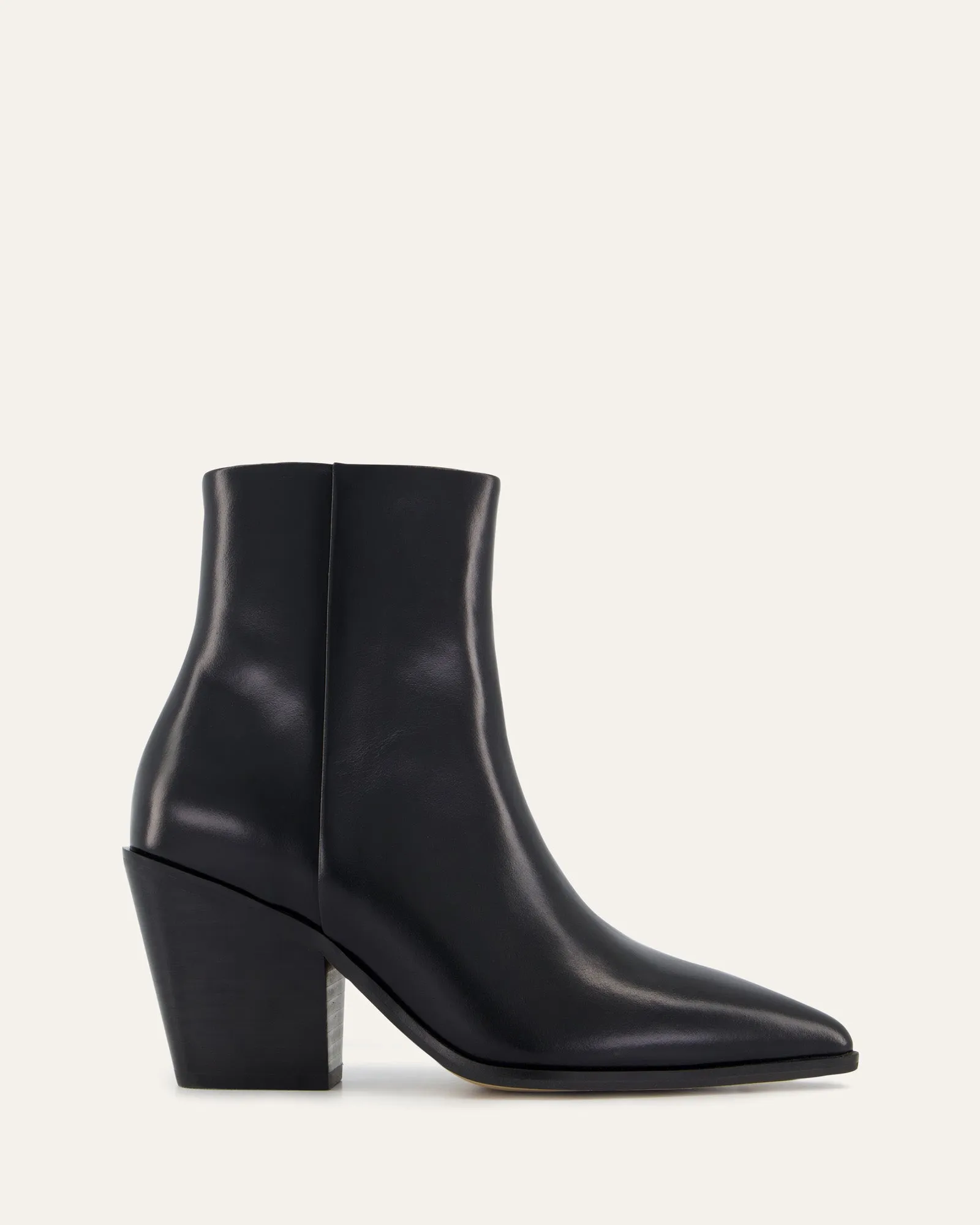 FREDDIE MID ANKLE BOOTS BLACK LEATHER Jo Mercer