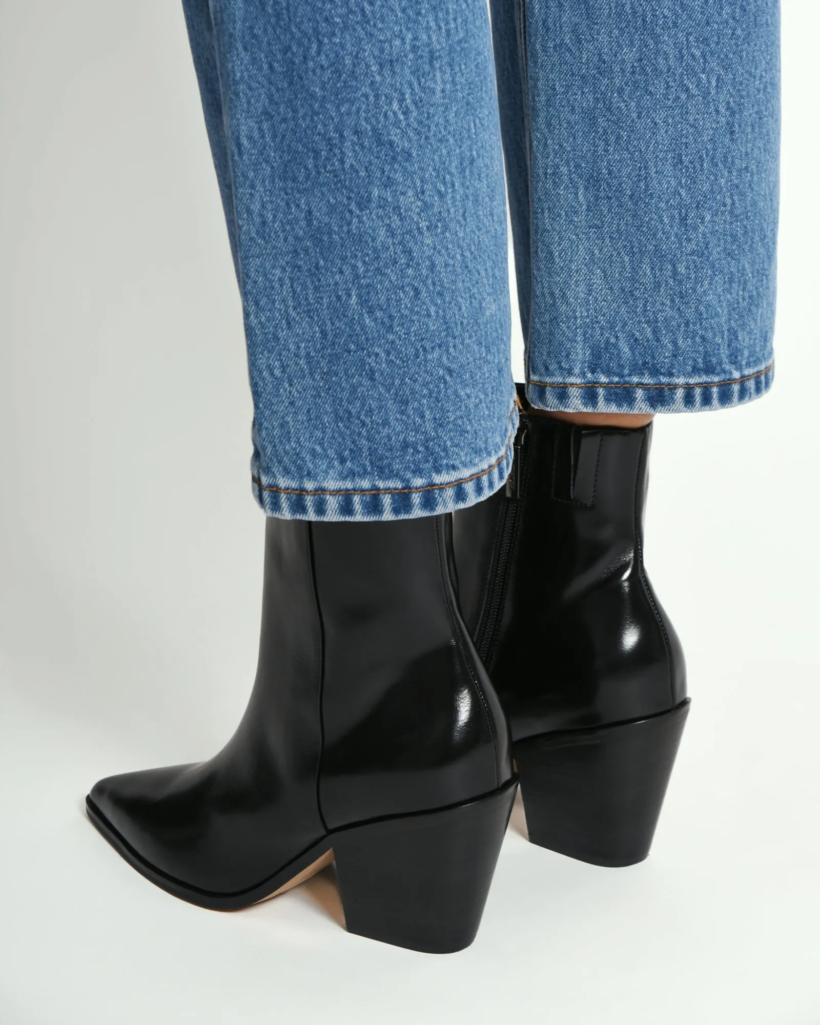 FREDDIE MID ANKLE BOOTS BLACK LEATHER Jo Mercer