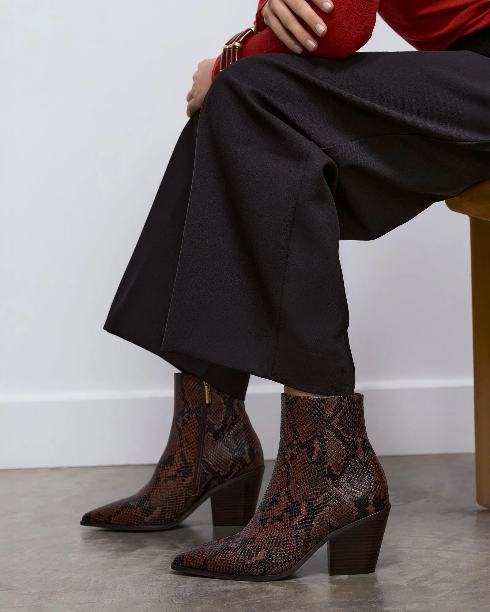 FREDDIE MID ANKLE BOOTS DARK SNAKE PRINT LEATHER Jo Mercer