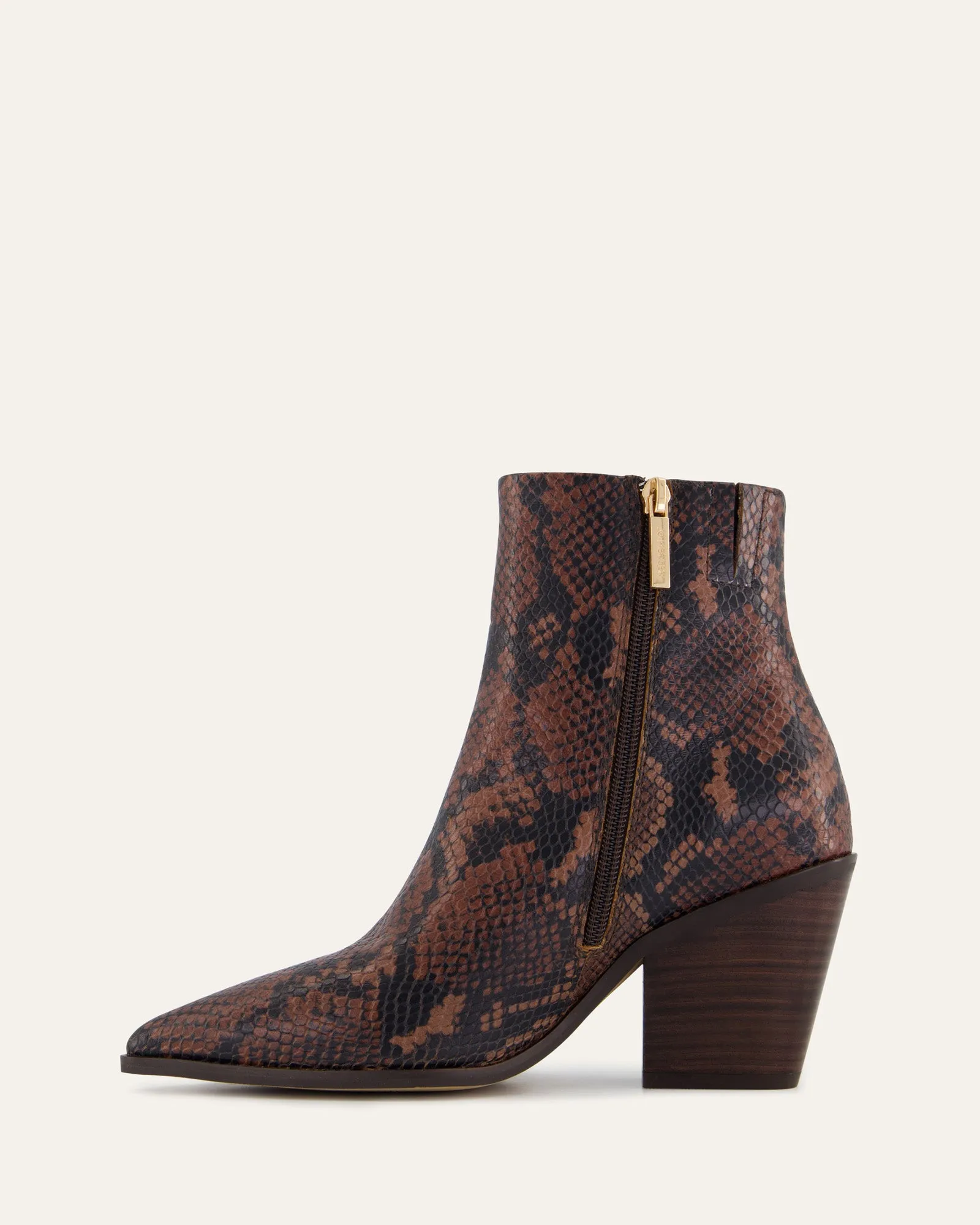 FREDDIE MID ANKLE BOOTS DARK SNAKE PRINT LEATHER Jo Mercer