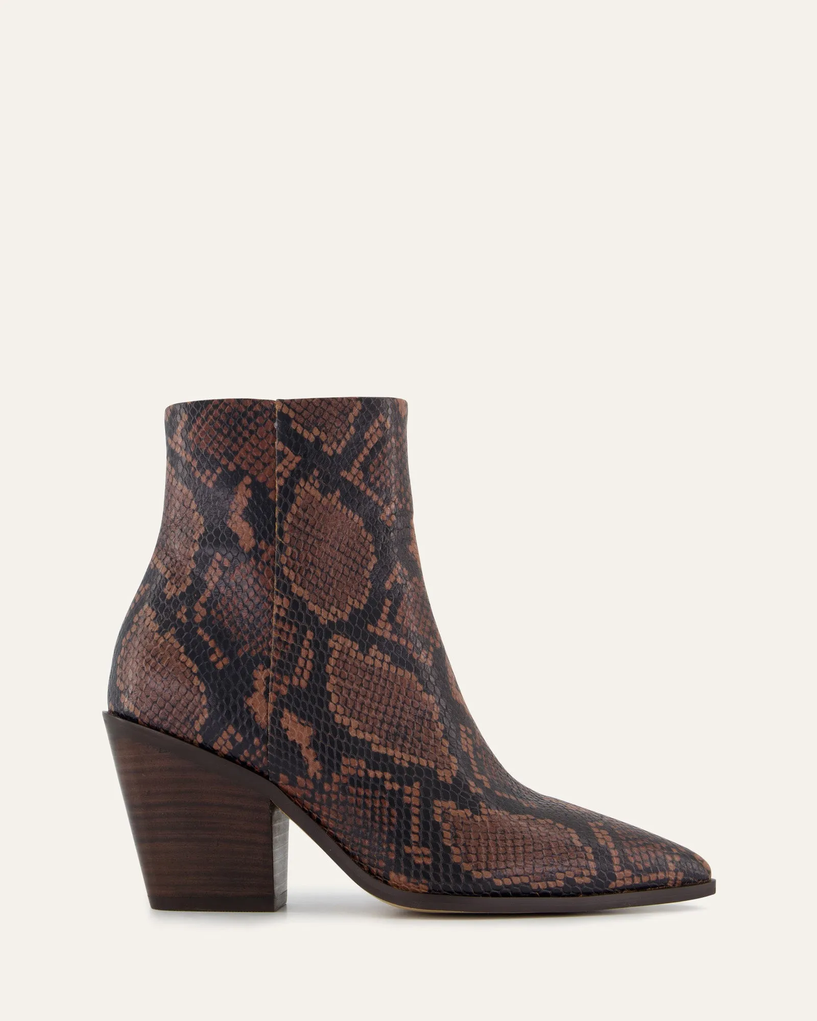 FREDDIE MID ANKLE BOOTS DARK SNAKE PRINT LEATHER Jo Mercer
