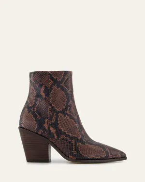 FREDDIE MID ANKLE BOOTS DARK SNAKE PRINT LEATHER Jo Mercer