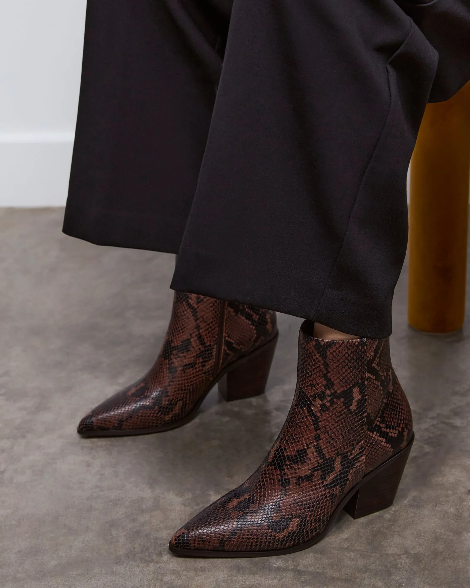 FREDDIE MID ANKLE BOOTS DARK SNAKE PRINT LEATHER Jo Mercer